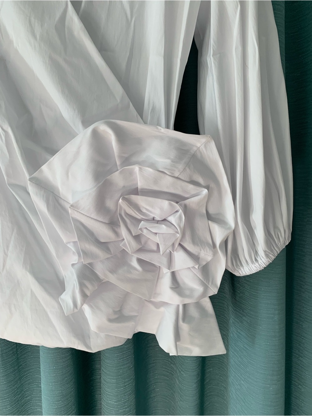 NWT Chiara Boni La Petite Robe Elizee Rosette Cotton Faux-Wrap Top 42/6 - Picture 2 of 6